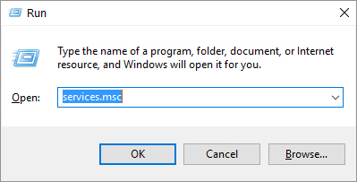 Windows Run dialog box